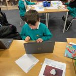 Student using a laptop.